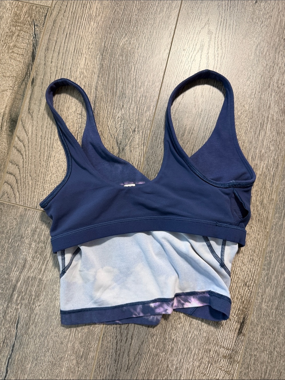 lululemon athletica Navy with Pink Tie-Dye Crop Workout Bra - Picture 8 of 8